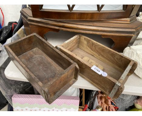 TWO VINTAGE WOODEN BRICK MOULDS 