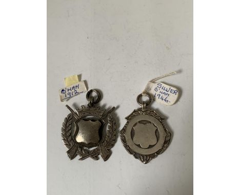 TWO SILVER FOBS BOTH HALLMARKED BIRMINGHAM ONE 1912 THE OTHER 1946 