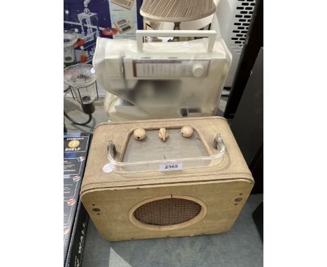 A SEWING MACHINE AND A VINTAGE RADIO 