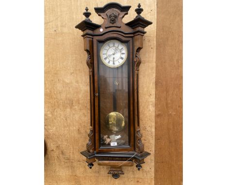 A VINTAGE VIENNA STYLE WALL CLOCK 