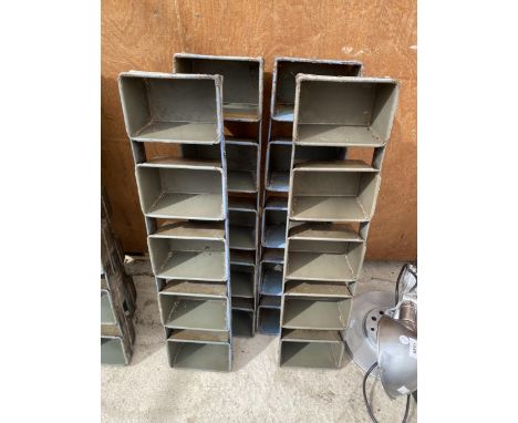 FOUR VINTAGE METAL FIVE SECTION TRAY PLANTERS 