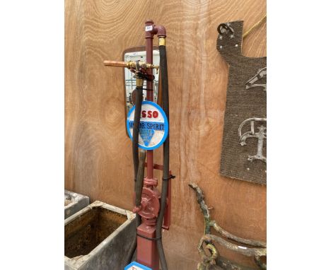 AN 'ESSO' PETROL PUMP WITH BRASS NOZZLE 