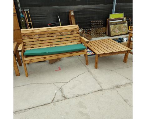 AN AS NEW EX DISPLAY CHARLES TAYLOR THREE SEATER BENCHAND COFFEE TABLE *PLEASE NOTE VAT TO BE PAYED ON THIS ITEM* 