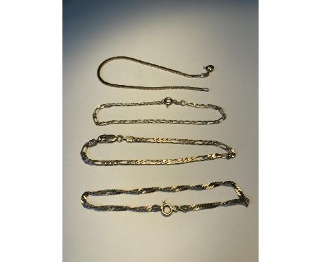 FOUR VARIOUS SILVER BRACELETS 