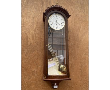 AN ARIGHI BIANCHI CHIMING VIENNA STYLE WALL CLOCK WITH PENDULUM 
