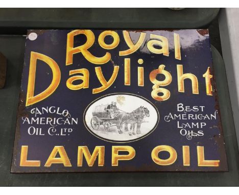A 'ROYAL DAYLIGHT LAMP OIL' TIN SIGN 40CM X 30CM 