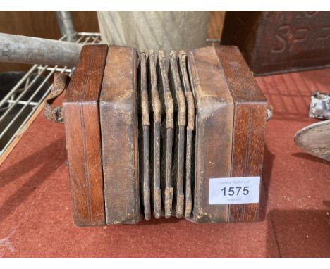 A VINTAGE WOODEN ACCORDION 