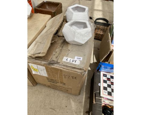 A BOX OF ZOMI WHITE CERAMIC POTS 