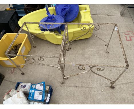 TWO VINTAGE CAST METAL COFFEE TABLE FRAMES 