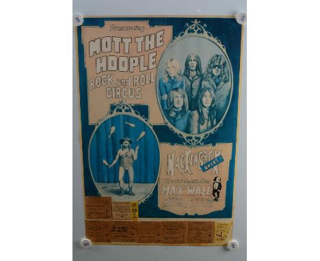 Mott The Hoople Poster / Prog Rock Concert Tickets, an original Poster for Mott The Hoople Rock n Roll Circus Tour with seven