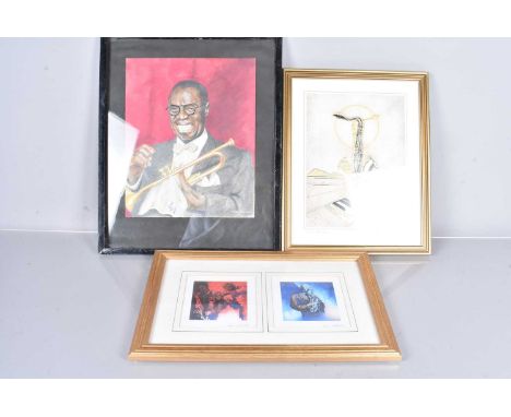 Jazz Art, collection of seven prints and paintings, all Jazz Related comprising a set of four Tommy Thompson prints of New Or