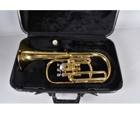 Baritone Horn, Stagg Baritone Horn stamped 77-AH s/n 1576, overall condition good with one bump on bell, finger button top mi