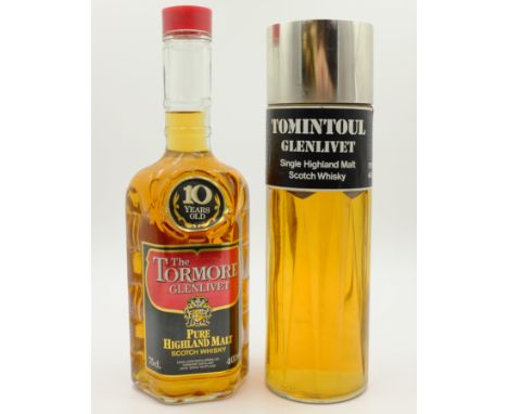 The Tormore Glenlivet Pure Highland Malt Whisky, 10 years old, Tomintoul Glenlivet Single Highland Malt Scotch Whisky, both 4