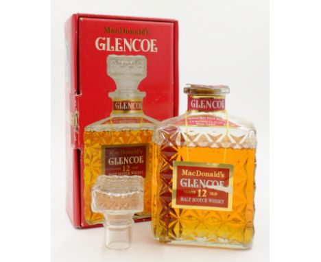 MacDonald's Glencoe Pure Highland Malt Scotch Whisky, 12 years old,  in glass decanter, 87.5 proof, 50%vol, 68cl, with swing 