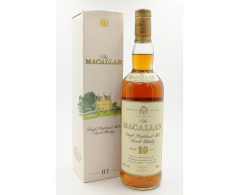 The Macallan Single Highland Malt Scotch Whisky, 10 years old, Matured in Sherry Wood, cream label in carton, 40%vol, 70cl 1 