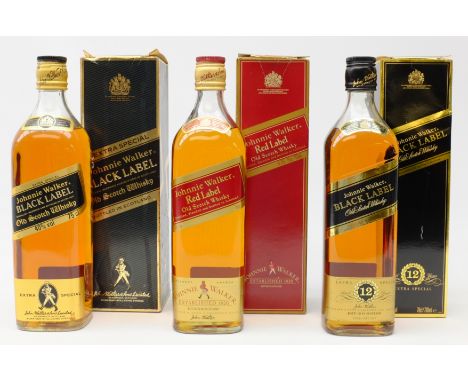 Johnnie Walker Black Label Extra Special Old Scotch Whisky, 40%vol  75cl & Old Scotch Whisky, 40%vol 70cl, with Red Label Old