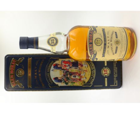 Glen Moray Single Highland Malt Scotch Whisky, matured 15 years in oak barrels, 43%vol, 1 ltr, in Black Watch Scottish Regime