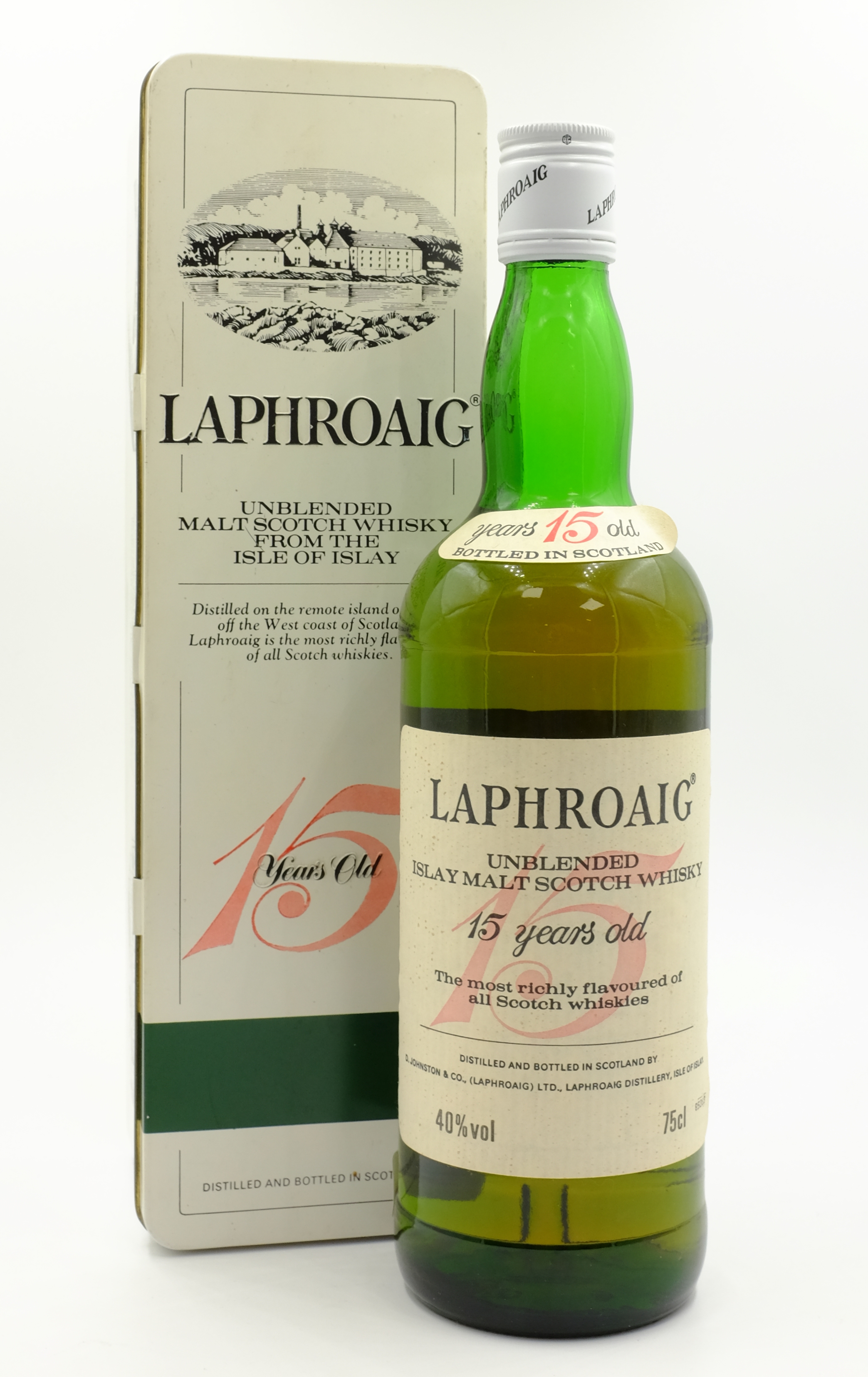 Laphroaig Unblended Islay Malt Scotch Whisky, 15 years old, distilled