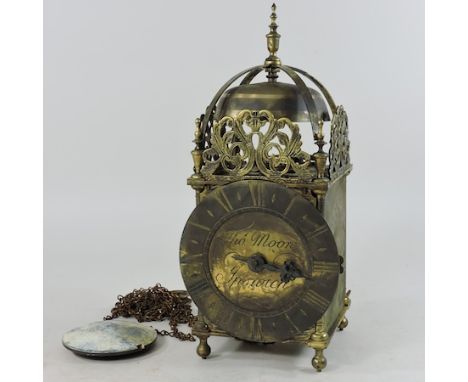 An 18th century style brass lantern clock, 38cm high