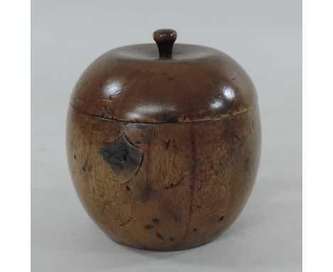 A Georgian style tea caddy, in the form of an apple, 11cm high