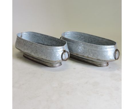 A pair of vintage metal planters, 65cm 