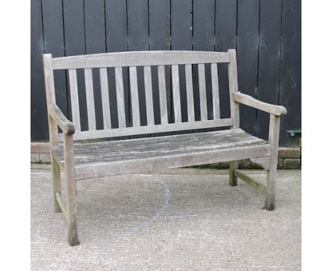 A teak garden bench, 121cm