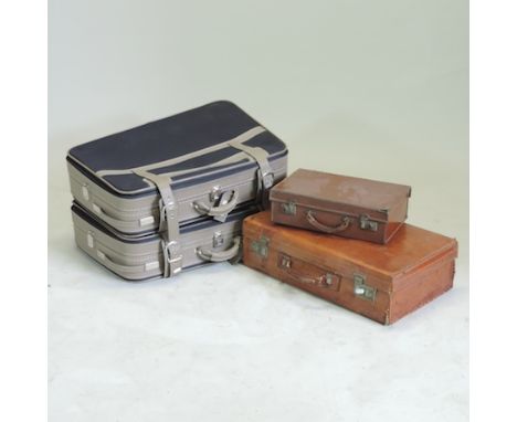 A vintage leather suitcase, 60cm, together with two others by Antler and another (4)
