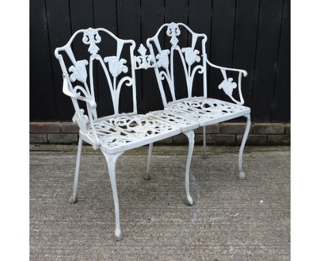 A painted metal garden bench, 100cm
