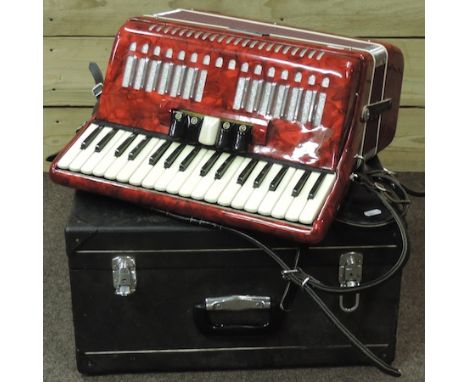 A studio piano accordion, cased, 50cm