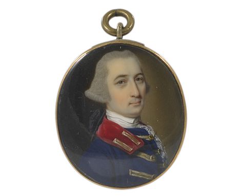 A PORTRAIT MINIATURE OF A GENTLEMAN, BY JOHN SMART (CIRCA 1740-1811), DATED 1764 wearing a blue coat with crimson collar and 