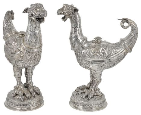 A PAIR OF GERMAN SILVER 'CAQUESSEITAO' AQUAMANILES, J.D. SCHLEISSNER & SOEHNE, HANAU, LATE 19TH CENTURY in Renaissance style,