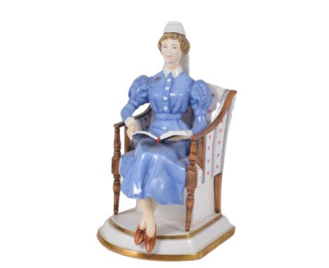A ROYAL WORCESTER 'SISTER, THE LONDON HOSPITAL' FIGURE, MODELLED BY RUTH VAN RUYCKEVELT (1931-1988), 1963 shown reading whils