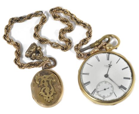 ROBERT BRYSON & SON, EDINBURGH: A SLIM GOLD POCKET WATCH, CIRCA 1847 white enamel dial with Roman numerals and subsidiary sec