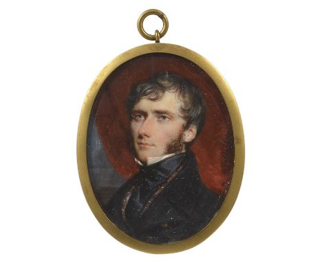 A PORTRAIT MINIATURE OF A GENTLEMAN, BY SIMON JACQUES ROCHARD (1788-1882), DATED 1839 with brown hair and side whiskers, wear
