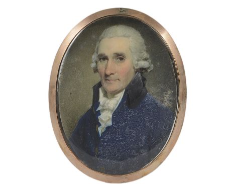 A PORTRAIT MINIATURE OF A GENTLEMAN, ATTRIBUTED TO HENRY EDRIDGE (1768-1821), CIRCA 1795 powdered hair, blue coat and black c