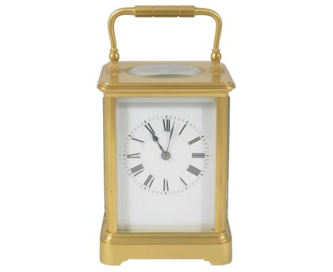 A FRENCH CARRIAGE CLOCK, HENRI JACOT, PARIS, CIRCA 1900 gong striking movement, white dial with Roman numerals, corniche type