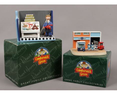 Two boxed Robert Harrop The Camberwick Green collection figures, Mr Garraway in his fish shop and Mr Crocketts garage.