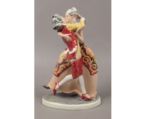 A Goldscheider with Myott &amp; Son England ceramic figure group of a dancing couple.Condition report intended as a guide onl