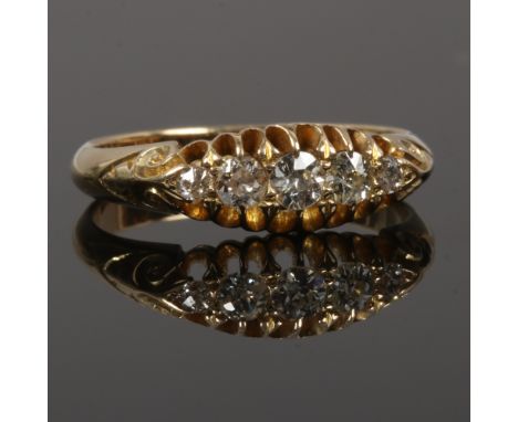 An 18ct gold diamond five stone ring, assayed Chester 1905, size L.