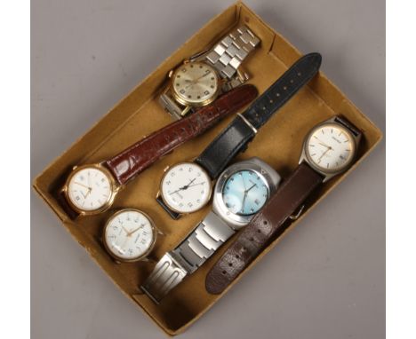 A collection of Sekonda quartz and manual wristwatches, spares or repair.