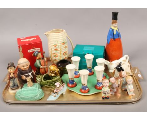 A tray of mixed ceramics to include Goebel, Wadeheath, Royal Doulton, Sylvac etc.