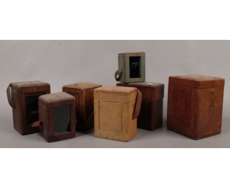 Seven Victorian travelling carriage clock cases.