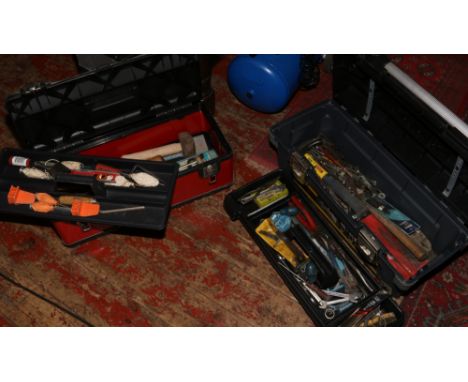 Two Stanley tool boxes and contents of DIY hand tools.