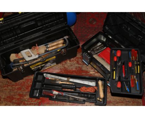 Two Stanley tool boxes and contents of DIY tools.