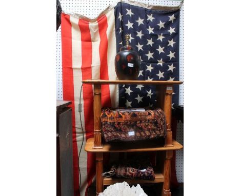 A large vintage linen Stars and Stripes American flag - Piccott Brothers