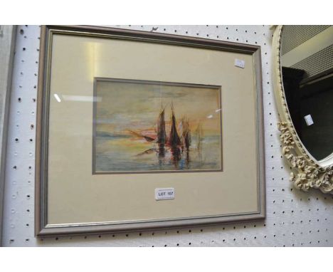 AR Teigh - mixed media study of sailing boats, signed and dated 1920