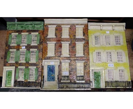Schvyler - Three handmade ceramic wall plaques of Georgian house fronts