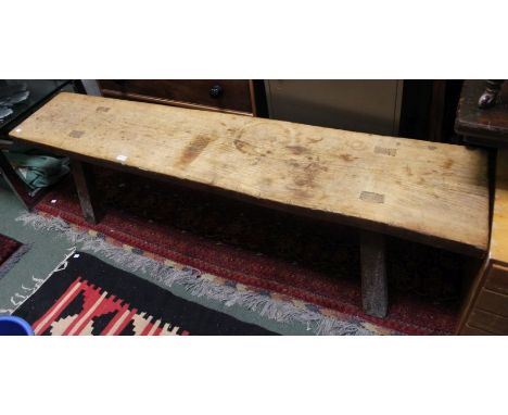 An early 20th century oversized pig bench of typical form &amp; construction, 182cm long