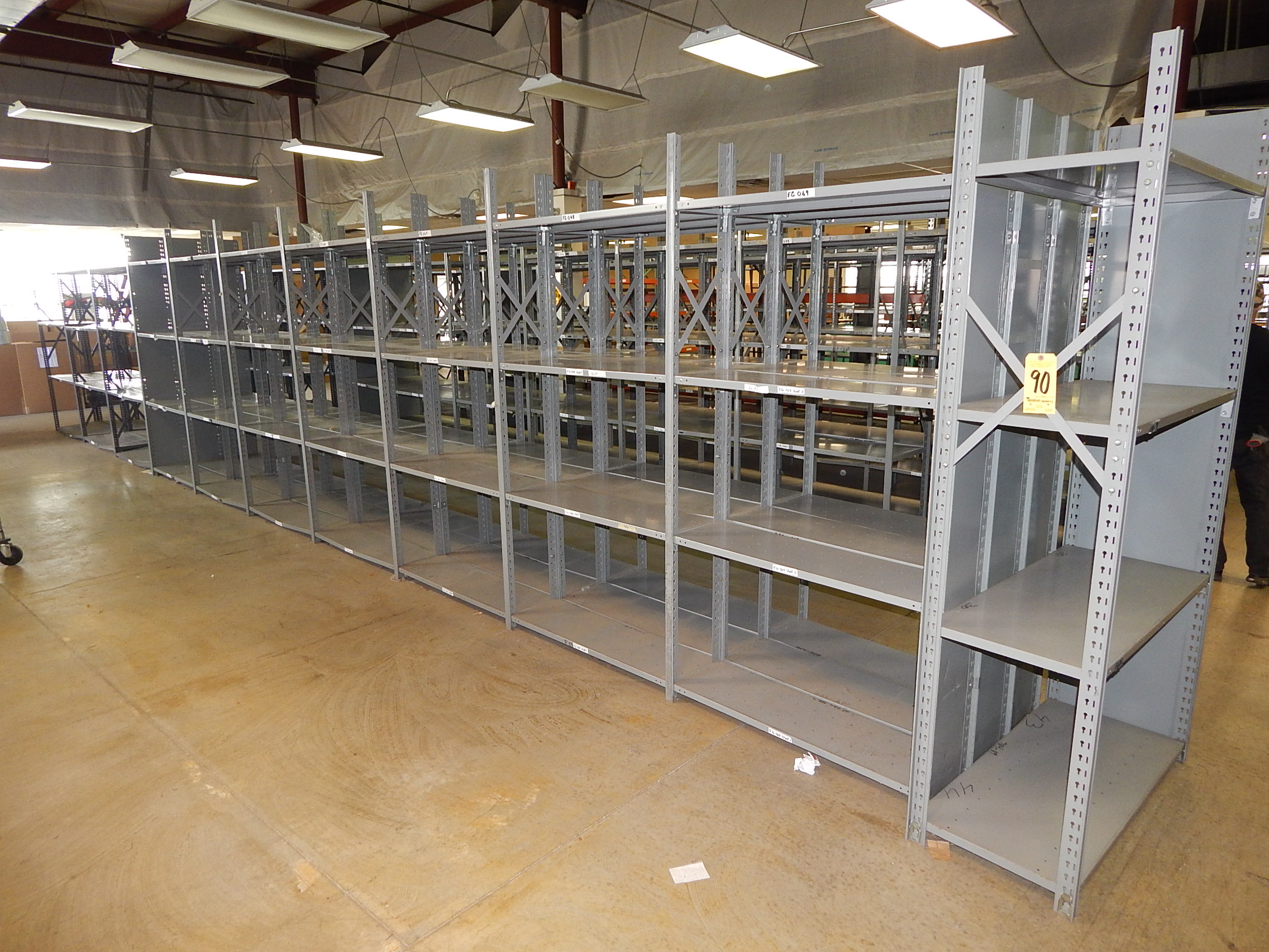 Metal Warehouse Shelving, (7) Sections 7 Ft. High X 42 In. Wide X 37 In ...