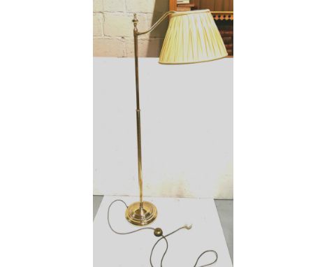 Brass Standard Lamp, with filigree engravings to the main column, 148cmH &amp; a cream shade (recently re-wired)